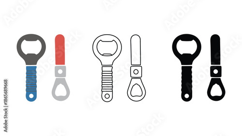 Three different styles of bottle openers are displayed side by side.