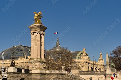 View of the Alexander III Bridge with the Grand Palace in the background.