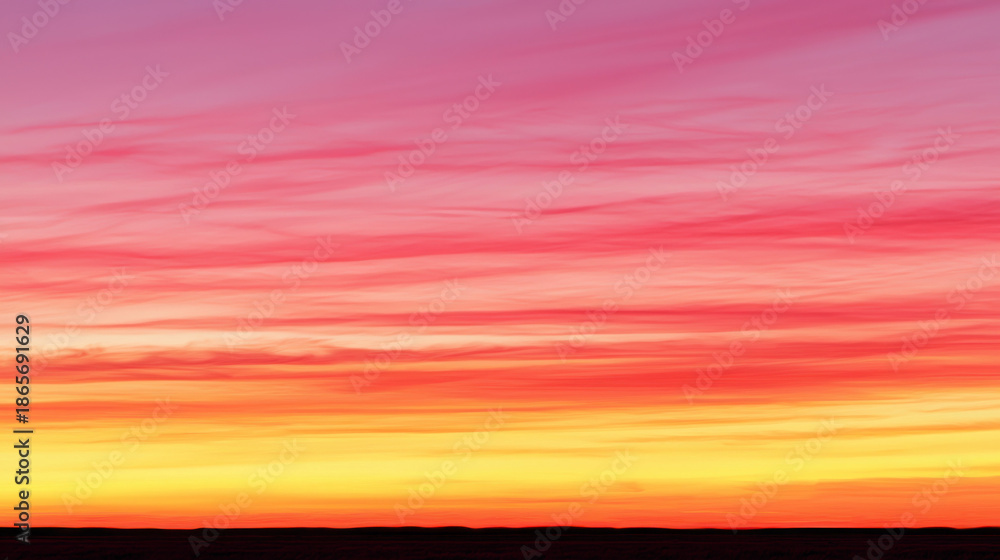 Fototapeta premium Vibrant Sunset Sky with Gradient Colors and Soft Cloud Patterns