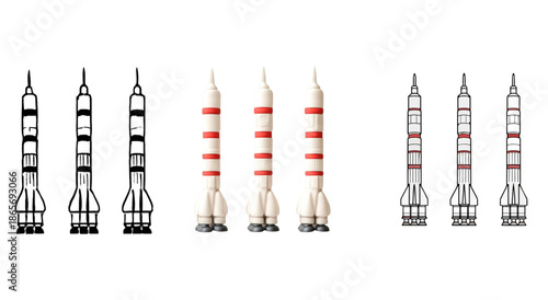 Space Rocket Launch Icon Set for Startups and Exploration