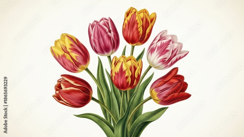 Fototapeta premium tulip flowers isolated on a white background