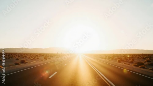 Endless Desert Highway at Sunset — Scenic Road Trip Adventure