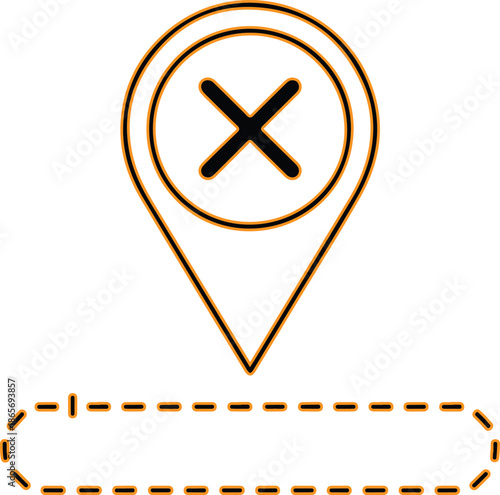 Location pin with cancel icon illustration