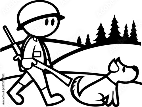 SVG vector illustration of soldiers and dogs.Soldier with Dog Standing Strong Together