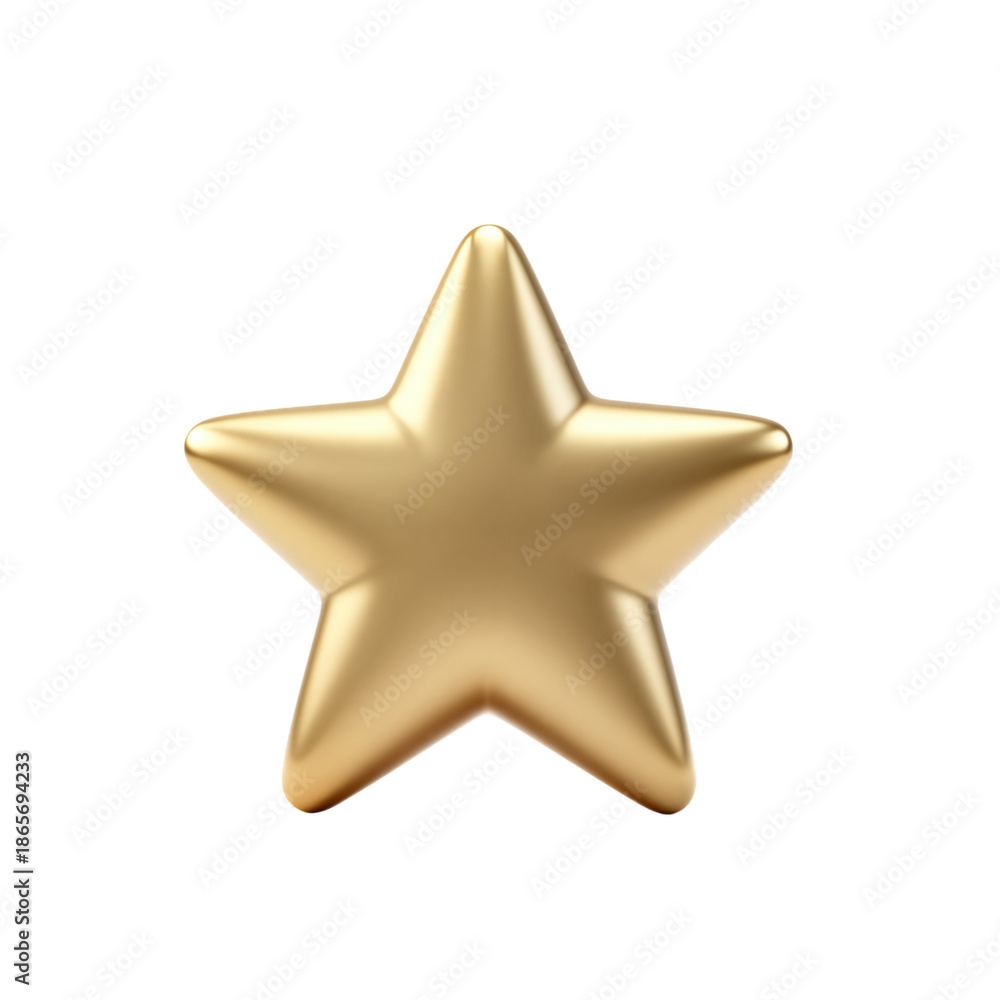 Obraz premium Golden Three-Dimensional Star Shape Isolated