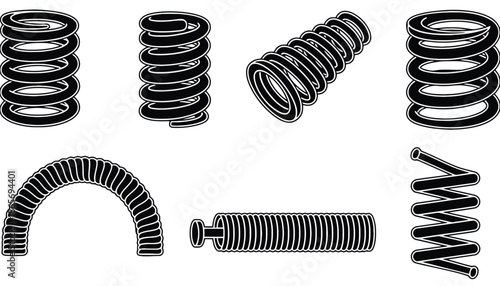 A collection of various springs and coils on a white background