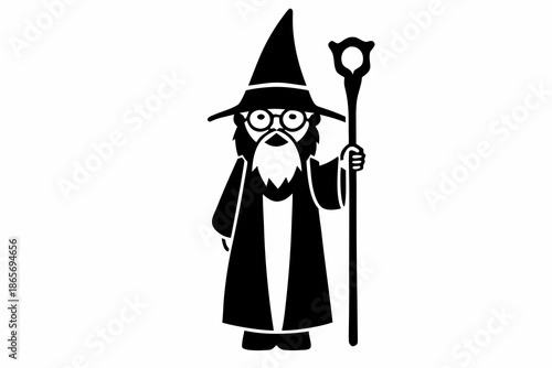 sorcerer silhouette illustration isolated on white background