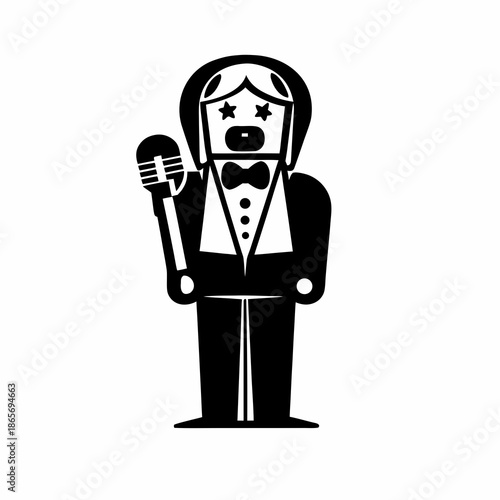 singer icon silhouette in flat style for music and audio design