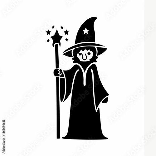 sorcerer icon silhouette in flat style for game ui design