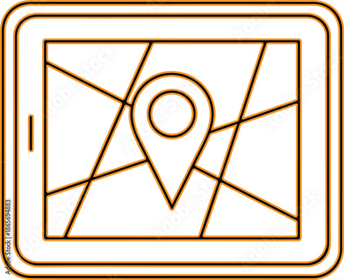 Tablet map location icon vector illustration