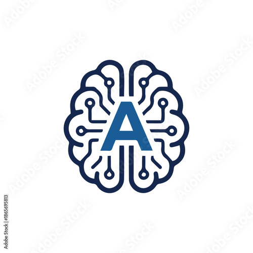 Artificial intelligence brain logo representing machine learning and smart technology