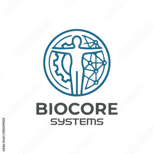 Global biotechnology and healthcare systems logo with world and medical theme