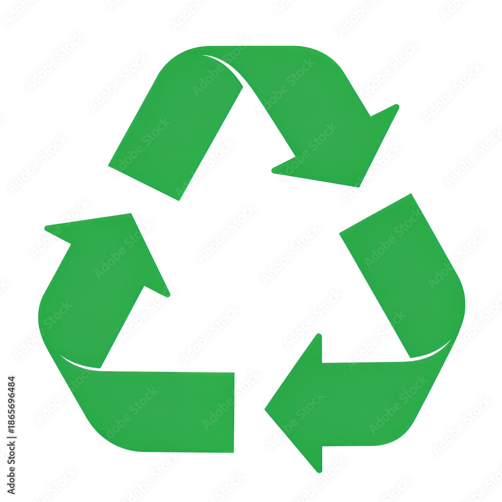 Fototapeta premium Green recycling symbol with three arrows