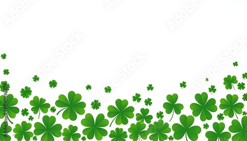 Horizontal seamless vector Illustration background with shamrock on white