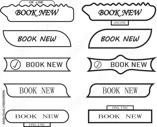 Yellow  and  black book now buttons with online tags and icons