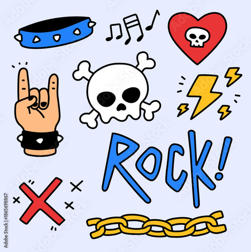 Simple rock and roll style elements set 