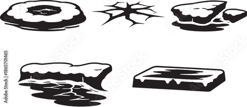 Winter Snow Removal Tools Silhouette Icons Set eps