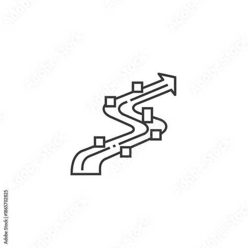 Abstract Digital Roadmap with Connecting Lines and Nodes for Data Visualization