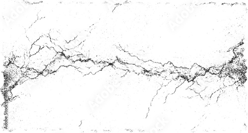 Black cracked texture on white background abstract pattern