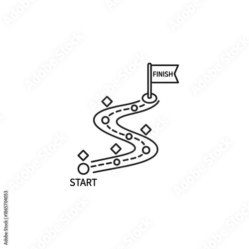 Creative Visual Illustration of a Pathway with Start and Finish Flags for Motivation and Progress