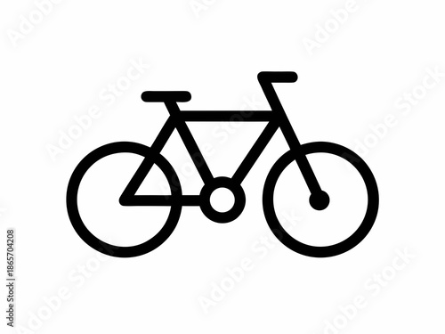 Simple black and white line drawing of a classic bicycle silhouette