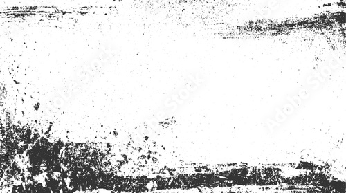 Black textured grunge overlay with scattered dots and rough edges on white background