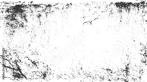 Black and white distressed grunge texture with rough edges and scattered speckles
