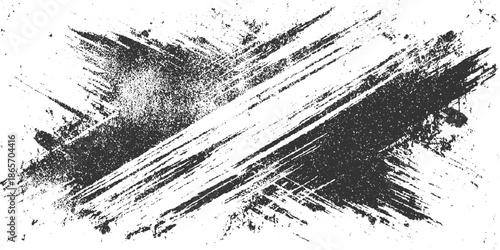 Black ink brush strokes on white background distressed texture abstract grunge