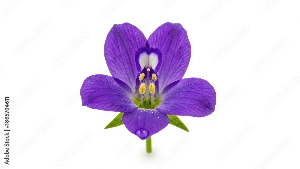 Obraz premium Vibrant purple flower blossom, fresh botanical petal, white background