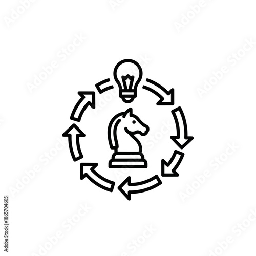 Innovative Chess Strategy Concept with Light Bulb and Knight Design for Creative Thinking
