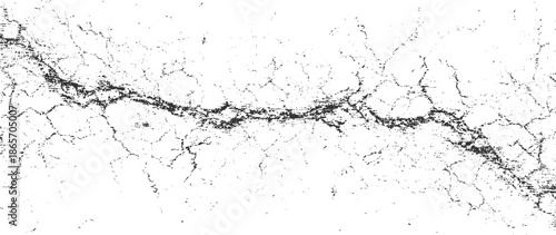 Black and white cracked texture with irregular lines and dots abstract grunge broken