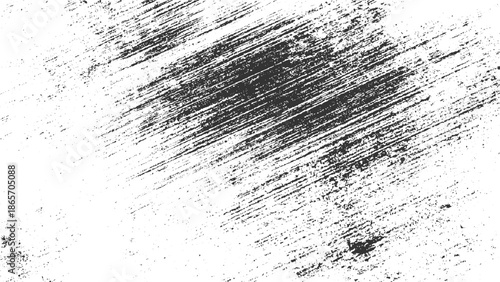 Black and white distressed grunge texture with diagonal scratches and speckles rough