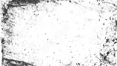 Black speckle and grunge texture overlay on white background abstract