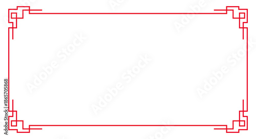 Red Chinese frame border. decorative corner. Design for poster, greeting card and banner. Vector illustration