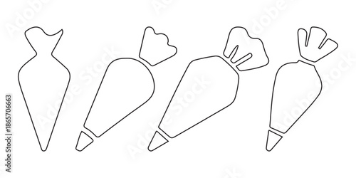 Vector Set of Piping Bags with Icing Tips, Cake Decorating Tools.