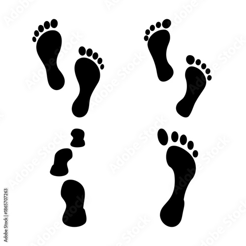 Human footprints and abstract track pattern on white background Vector