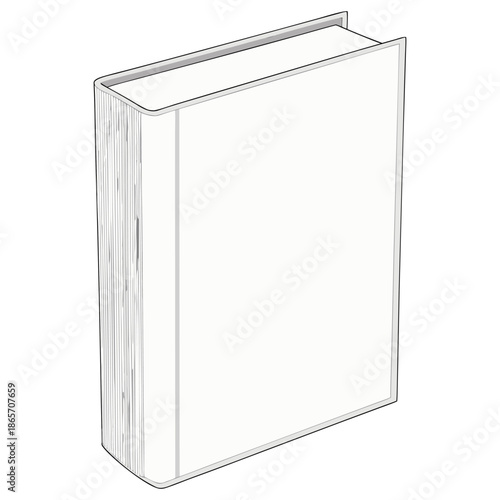 Blank Book Cover Outline Illustration Isolated on White Background