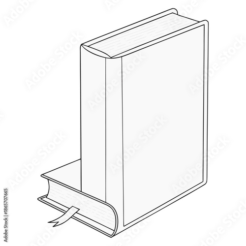 Blank Book Cover Outline Illustration Isolated on White Background