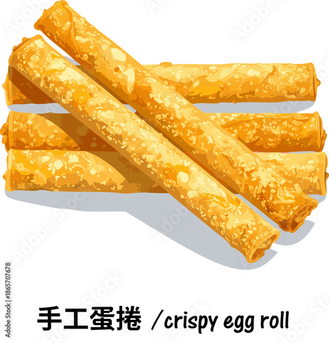 Handmade crispy egg rolled wafer cookies kue semprong Asian wafer snack isolated white background