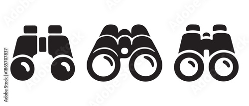 Binoculars Icon Set. Magnifying Glass, Scope, Surveillance, Exploration, Vision.