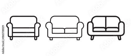 Sofa Icons Set. Armchair, Loveseat, Couch for Furniture Design and Decor.