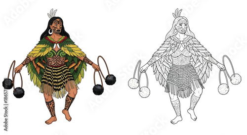 Traditional Maori Warrior Haka Dance Pose Cultural Heritage History Illustration