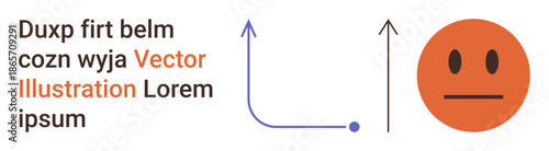 Data visualization, emotive expressions, systems analysis, communication studies, abstract reasoning, visual arts. Arrows, text and a neutral orange face. Data visualization and emotive expressions