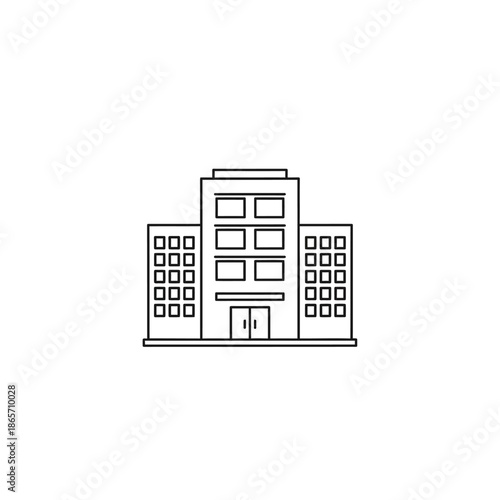 Modern Multi-Story Office Building with Glass Windows and Entrance