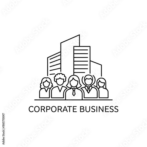 Modern Corporate Business Team with Office Building Background for Professional Use