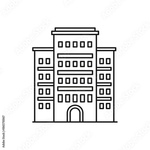 Modern Multi-Story Office Building with Multiple Windows and Central Entrance