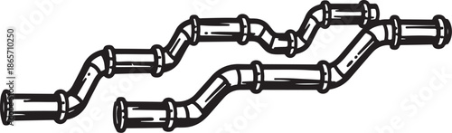 Exhaust pipe system with multiple bends and connections