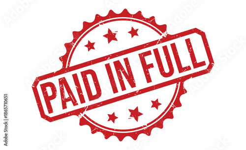 Red Paid in Full Stamp with Stars and Gears