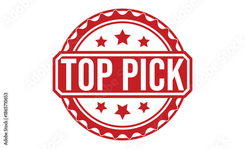 Red Pick Stamp with Stars and Scalloped Border white