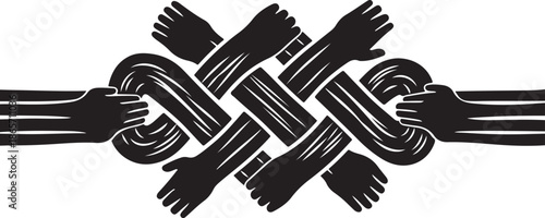 Interconnected hands forming a strong bond together in unity